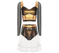 FEESHOW Women Six The Musical Cosplay Katherine Howard Costume Musical Theater Dance Costume for Stage Gold L
