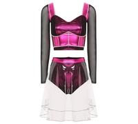 FEESHOW Women Six The Musical Cosplay Katherine Howard Costume Musical Theater Dance Costume for Stage Hot Pink XXL