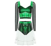 FEESHOW Women Six The Musical Cosplay Katherine Howard Costume Musical Theater Dance Costume for Stage Green S