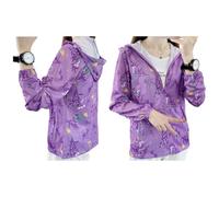 FEESHOW Women's Breathable Outdoor Golf Jacket, UV-Protective Lightweight Elastic Summer Sport Sun Coat Purple XXL