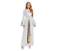 FEESHOW Womens Clergy Robe Church Choir Priest Preacher Maxi Dresses Clergy Cassock Pastor Robes Tunic Dress White S