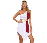 FEESHOW Women's Halloween Ancient Greek Roman Empress Costume Outfits Cleopatra Cosplay Toga Robe Burgundy XL