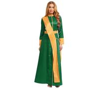 FEESHOW Womens Medieval Clergy Outfits Church Priest Pastor Minister Robe Halloween Cosplay Costume Green XL