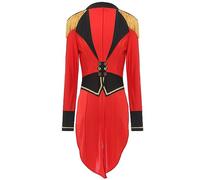 FEESHOW Women's Ring Master Tailcoat Circus Lion Tamer Cosplay Outfit Magician Classic Blazer Costume Red S