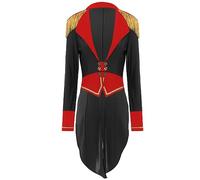 FEESHOW Women's Ring Master Tailcoat Circus Lion Tamer Cosplay Outfit Magician Classic Blazer Costume Black XXL