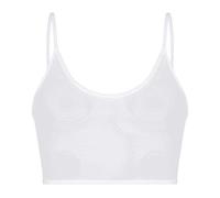 FEESHOW Women's Sexy Crop Top Mesh Sheer Bralette Wirefree Workout Yoga Bra Top Vest Camisole 3# White XL