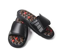Feet Massage Slippers - Acupuncture Reflexology Therapy Shoes with Cobblestone Massager for Foot Relief(Brown-44-45)