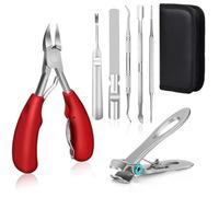 Feet Toenail Clippers Set Professional Thick Ingrown Toe Nail Clippers Men Seniors Pedicure Clippers Toenail Cutters Nail Tools,Red Set,C