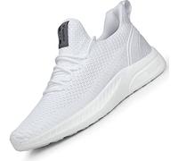 Feethit Mens Slip On Walking Shoes Blade Non Slip Running Shoes Lightweight Breathable Mesh Fashion Sneakers White Size: 9 UK