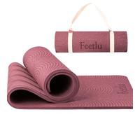 Feetlu Extra Thick 12mm Exercise Mat - 74"L x 26"W Inch, Non-Slip, Joint-Friendly & Cushioned Fitness Mat for Yoga, Pilates & Floor Workouts - Durable, Supportive & Includes Feetlu Classic Strap (DK