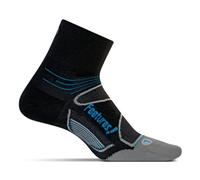 Feetures Elite iWick Quarter Socks - Black/Brilliant Blue for Ultimate Running Comfort