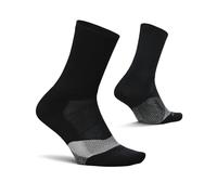 Feetures Elite Light Cushion Mini Crew Sock - Sport Sock with Targeted Compression - M, New Black (1 Pair)