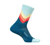 Feetures Elite Light Cushion Mini Crew Blue Orange Socks, Size L