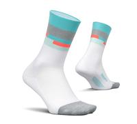 Feetures Elite Light Cushion Mini Crew Sock - Sport Sock with Targeted Compression, Aquatic White (1 Pair), Small