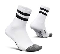 Feetures Elite Light Cushion Mini Crew Sock - Sport Sock with Targeted Compression - L, Off-White (1 Pair)