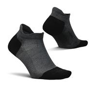 Feetures Elite Max Cushion No Show Tab Ankle Socks - Sport Sock with Targeted Compression - New Gray, S (1 Pair)
