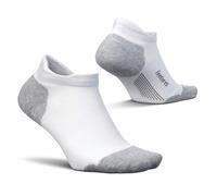 Feetures Elite Max Cushion No Show Tab Ankle Socks - Sport Sock with Targeted Compression - New White, L (1 Pair)
