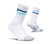 Feetures Elite Ultra Light Cushion Mini Crew Sock - Sport Sock with Targeted Compression, White Track, Medium