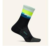Feetures Elite Ultra Light Cushion Mini Crew Sock - Sports Socks with Targeted Compression - (1 Pair), Bayside Black, XL