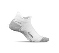 Feetures Plantar Fasciitis Relief Sock Light Cushion No Show Tab- Targeted Compression Sock for Women & Men - M, White (1 Pair)