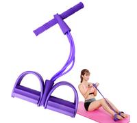 Feezi 4 Tubes Elastic Sit Up Pull Rope with Foot Pedal Abdominal Leg Waist
