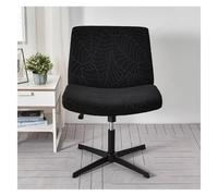 FEFEF 1Pcs Office Computer Chair Cover,Mid Back Accent Armless Office Desk Chair Slipcover, Wide Seat Comfy Swivel Computer Task Vanity Chair Protector(Black)