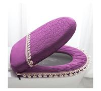 FEFEF Thicken Toilet seat Cover Cushion,Toilet Seat Covers Warm,Toilet Seat Cover Pad, 2PCS /Set Pink Lace Tassel Plush Toilet Seat Cushion Pads Two -Piece Set Toilet(Purple)