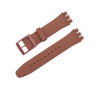 FEFHFKZCZZ 12mm 16mm 17mm 19mm 20mm For Swatch Women Men Replacement Color Rubber Strap Bracelet Watch Accessories(Brown,17mm)