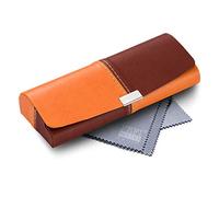 FEFI Two-Tone Hard Case Glasses Case in Leather Look, Orange/brown, M