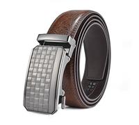 FEFLO Men's Leather Belt Black Ratchet Automatic Buckle Adjustable Men's Leather Belt 35 mm Wide for Suit Jeans Trousers for Leisure and Business, Brown 3, 110cm/geeignet für Taille 83cm~93cm