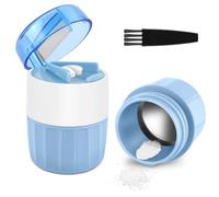 Fefod 3-in-1 Pill Crusher for Tablets, Tablet Crusher Fine Powder with Stainless Steel Grinding Head, Pill Grinder with Storage, Portable Pill Cutter Splitter with Free Brush for Elderly, Child, Pet