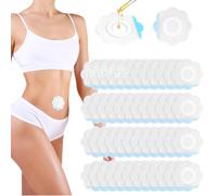 Fefod 50 Pcs Castor Oil Pack Wrap Kit for Belly Button, Self-Adhesive Belly Button Patches, Highly Absorbent Organic Castor Oil Patches, No Wash, Easy to Use (Castor Oils Not Included)