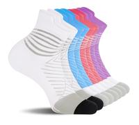 Fefod Compression Ankle Support Running Socks, 4 Pairs Compression Socks for Men & Women, Athletic Cushioned Plantar Fasciitis Socks, Athletic Socks with Arch Support, Wicking Cushioned