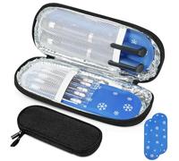 Fefod Insulin Cooler Travel Case, Medicine Cool Bag Travel with 2 Ice Packs, Diabetic Supplies Insulin Pen Case, Portable Insulin Travail Case, Medication Cooler Bag for Fridge, Black