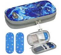 Fefod Insulin Cooler Travel Case, Medicine Cool Bag Travel with 2 Ice Packs, Medicine Refrigerated Travel Box, Diabetic Supplies Insulin Pen Case, Easy to Carry Refrigerated Box (Quicksand Blue)