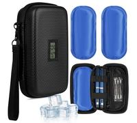 Fefod Insulin Cooler Travel Case with Temperature Display, Insulin Pen Case with 2 Ice Packs, TSA Approved Medication Diabetic Cooler for Travel, Ice Pcak, Coolant, Phase Change Material