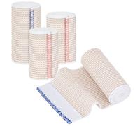 Fefod Premium Compression Bandage, 4pk (2x7.5 cm, 2x10 cm) Self-Closing Elastic Bandage Wrap, Washable and Reusable Elastic Bandage Wrap for Legs, Wrists, Ankles, Knees, Feet, Stretches up to 4.5m