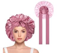 Fefod Satin Bonnet, Double-Sided Silk Bonnet Hair Wrap for Sleeping, Hair Bonnet for Bath, Night Hair Sleep Cap with Elastic Band, Hair Care Head Cover Hat for Women Girls Long, Straight, Curly Hair