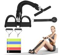 FEFURS 2025 Upgrade Pedal Resistance Band Black, 4-Tube Elastic Sit Up Pull Rope for Men and Women,Pedal Puller for Strength Training,Foot Resistance Rope for Physical Therapy with 5Pcs Exercise Bands