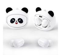 FEFURS Kids Wireless Earbuds with Rotating Chaging Case Panda Wireless Bluetooth Earbuds for Kids, Kid Ear Buds with Mic, 88dB Safe Volume, Earphones Earpods in-Ear for Android iOS Cell Phone Laptop