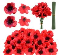 Fegat 100Pcs Poppies Artificial Flowers, Silk Poppy Artificial Flower