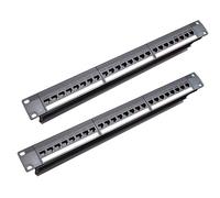Fegtrty 2X 19Inch 1U Cabinet Rack Pass-Through 24 Port CAT6 Patch Panel RJ45 Contact Port (RJ45 Contact Port) Modular Frame