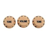 Fegtrty 4 Pcs Accessories: 3Pcs 1 Volume and 2 Tone Guitar Control Knobs for Strat & 1Pcs Slotted Curved Bone Bass Nut