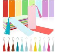Fegtrtyoa 100PCS Blank Paper Bookmarks Rectangle Book Marks Hanging Label with Colorful Tassels for DIY Project