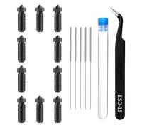 Fegtrtyoa 10PCS Volcano Hardened Steel Nozzle Kit for - 3 3D Printer with Cleaning Needle & Tweezer