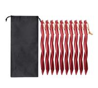 Fegtrtyoa 10X 25cm Outdoor Tent Pegs Ground Nails with Storage Bag Windproof Nails Camping Accessories Tent Fastening Red