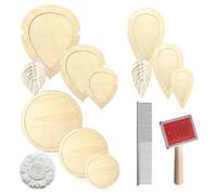 Fegtrtyoa 11 PCS Macrame Leaf Cutting Molds and Comb Sets, Wood-Leather Cutting Template, Fringe Stainless Steel Comb