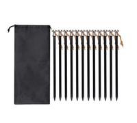 Fegtrtyoa 12PCS 23cm Outdoor Tent Pegs Ground Nails with Storage Bag Windproof Nails Camping Accessories Tent Fastening Black