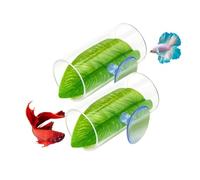 Fegtrtyoa 2 Pack Fish Acrylic Tube Tunnel,BettaFish Leaf Pad Simulating the Natural Habitat for Spawning Grounds