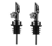 Fegtrtyoa 2Pack Stainless Steel Oil Pour Spouts, Replacement Bottle Pourers Oil Spout Liquor Pourers Auto Flip Feature Easy to Use Black